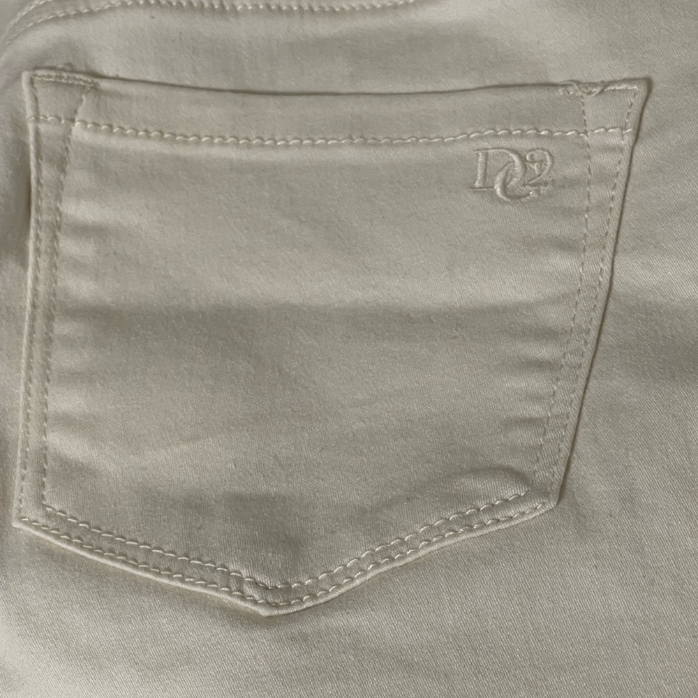 DG2 Diane Gilman Jeans  Sz 6 Cream Beige Denim Ankle Frayed Hem Stretch Boho - Picture 5 of 5